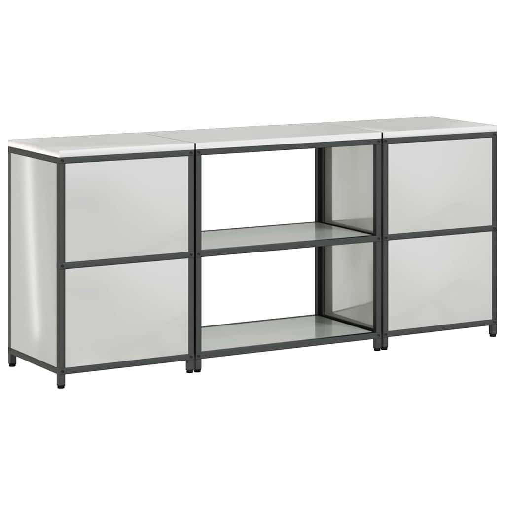 vidaXL Σετ Αποθήκευσης Κουζίνας με ράφι 3 pcs Ασημί 210 x 50 x 92 εκ