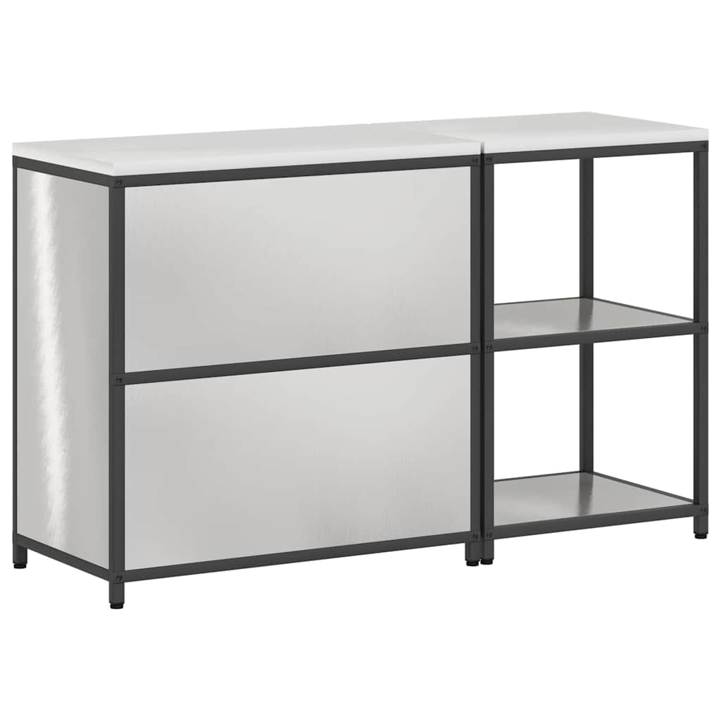 vidaXL Σετ Αποθήκευσης Κουζίνας με ράφι 2 pcs Ασημί 150 x 50 x 92 εκ.