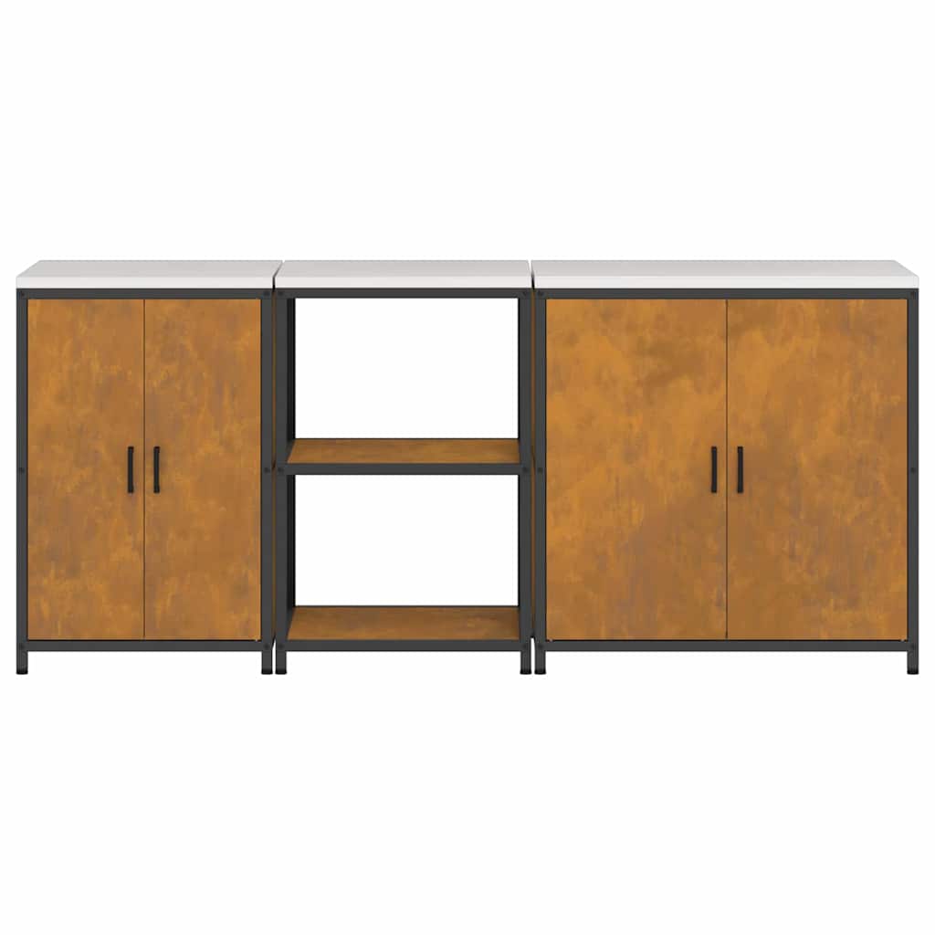 vidaXL Σετ Αποθήκευσης Κουζίνας 3 pcs Σκ rusty 210 x 50 x 92 εκ