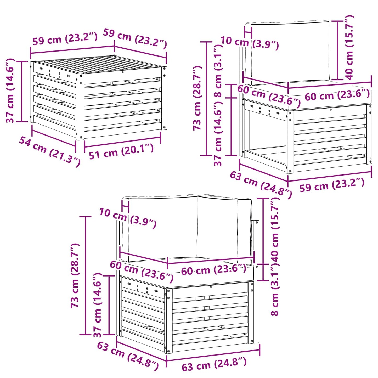 vidaXL Σειρά Καναπέ Εξωτερικού 8 pcs Λευκό και Ανοιχτό Γκρι