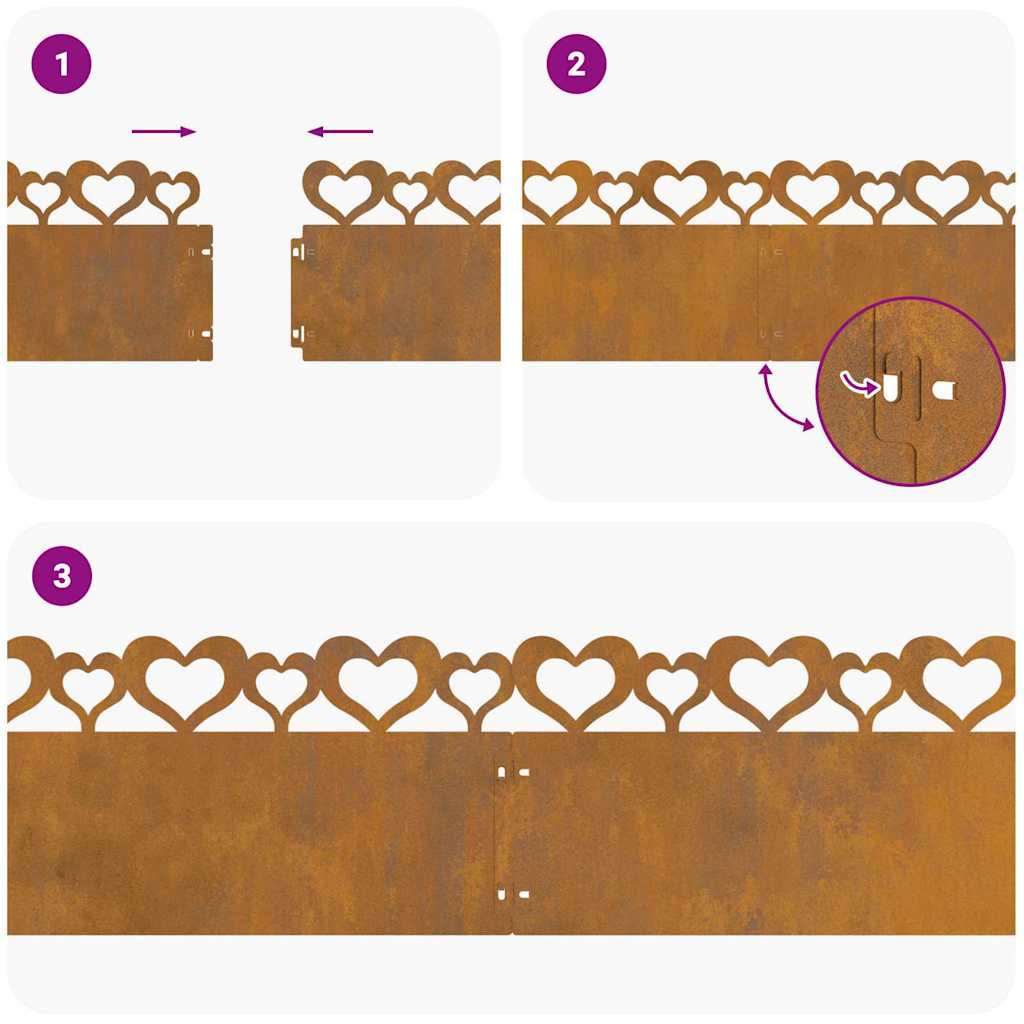 vidaXL Περιγράμματα γκαζόν 30 pcs Σκ rusty 103 x 0,05 x 22 εκ