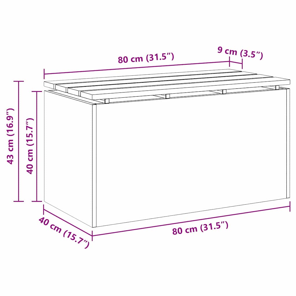 vidaXL Παγκάκι κήπου Ασημί 80 x 40 x 43 εκ Γαλβανισμένος χάλυβας