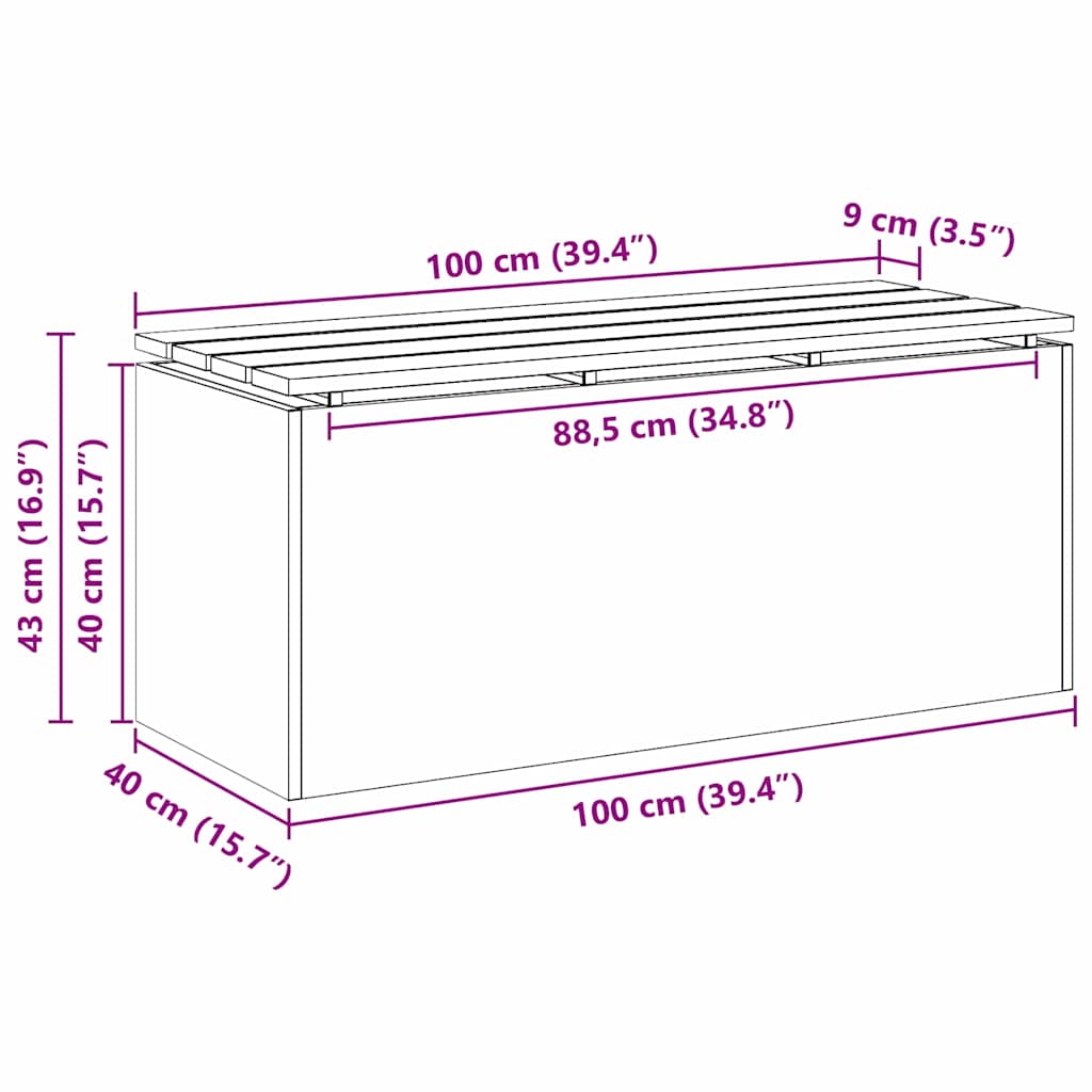 vidaXL Παγκάκι κήπου Ανθρακί 100 x 40 x 43 εκ Ατσάλι
