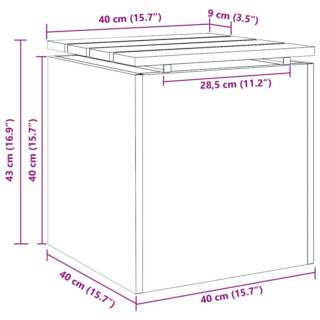 vidaXL Παγκάκι κήπου Λαδί 40 x 40 x 43 cm Ατσάλι