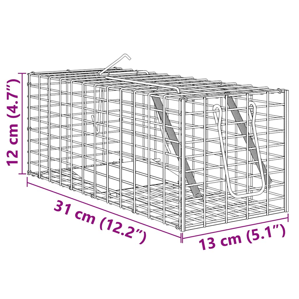 vidaXL Παγίδα Ζώων Ανθρακί 31 x 13 x 12 εκ. Ατσάλι