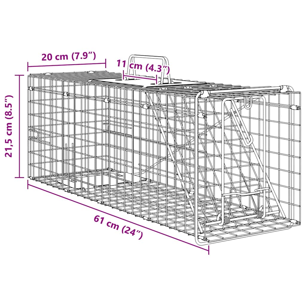 vidaXL Παγίδα Ζώων Πράσινο 61 x 20 x 21,5 εκ Ατσάλι