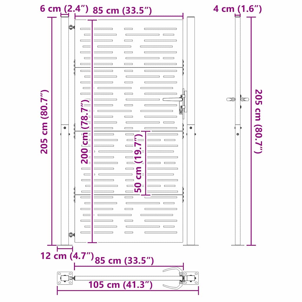 vidaXL Πύλη Κήπου, Πύλη Κήπου 105x75 εκ. Σιδηροκορτών Τετράγωνη Σχεδίαση