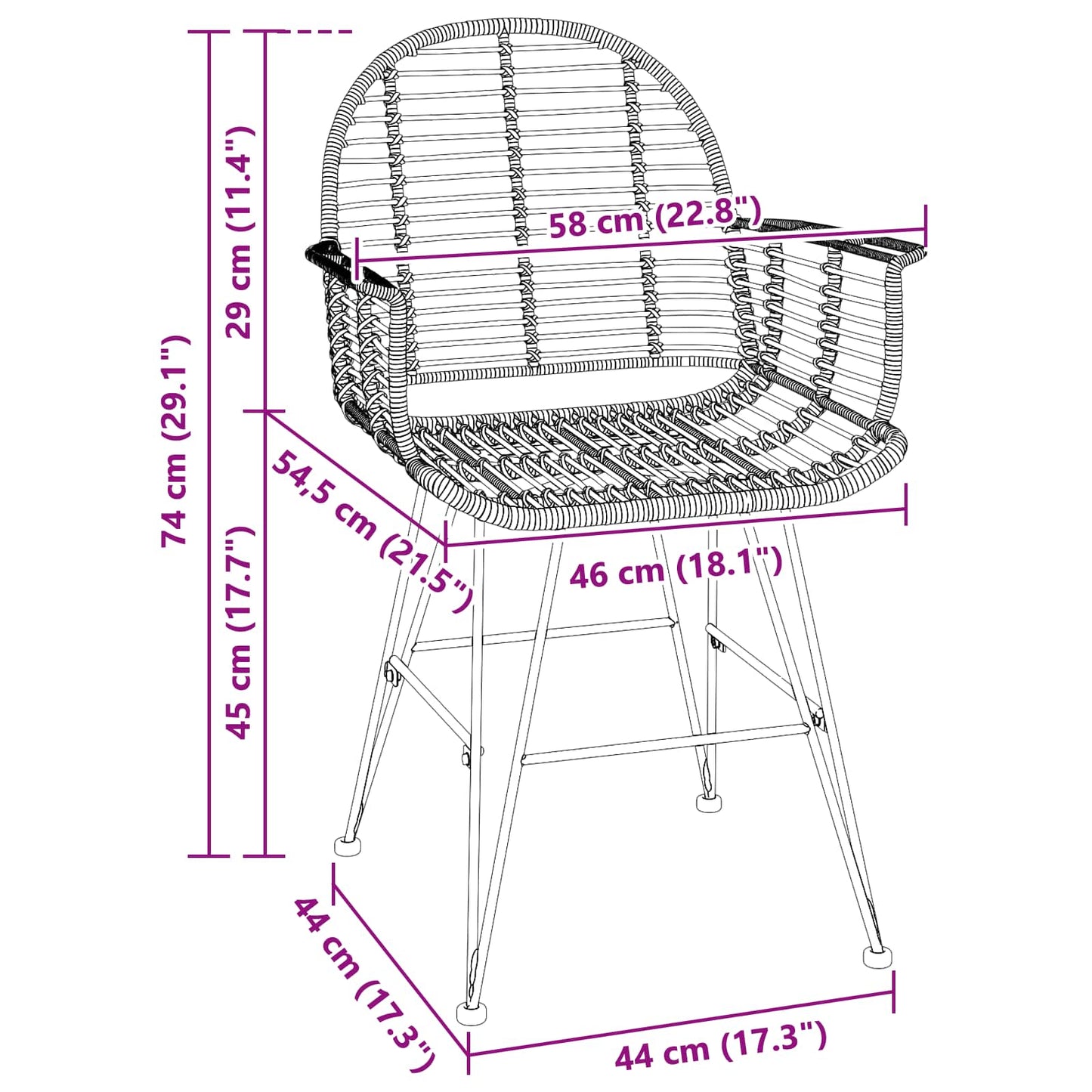 vidaXL Καρέκλα τραπεζαρίας 2 pcs Μαύρο 57 x 54.5 x 85 εκ