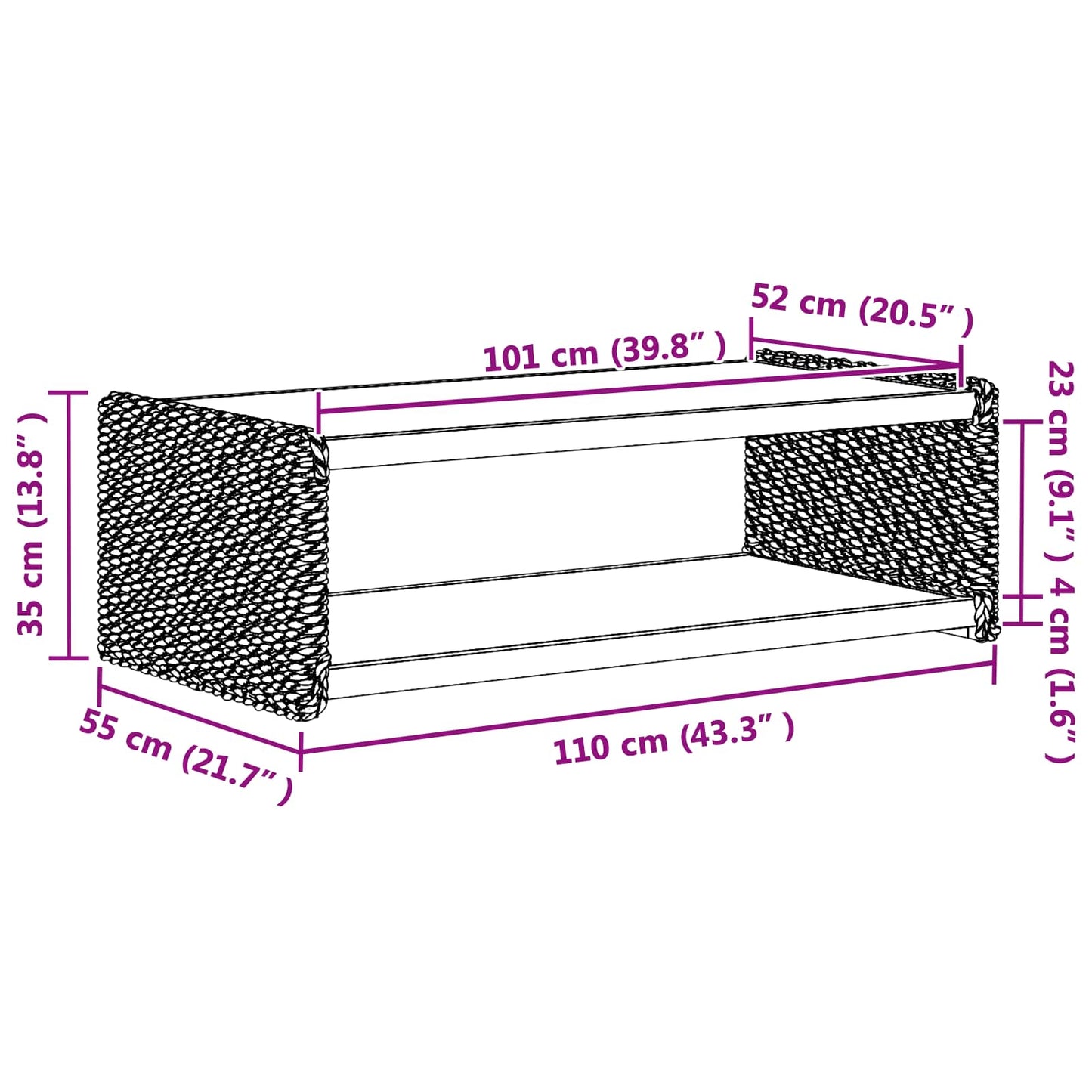 vidaXL Τραπεζάκι σαλονιού Φυσικό 110 x 55 x 35 cm Στερεό ξύλο Μαόνι