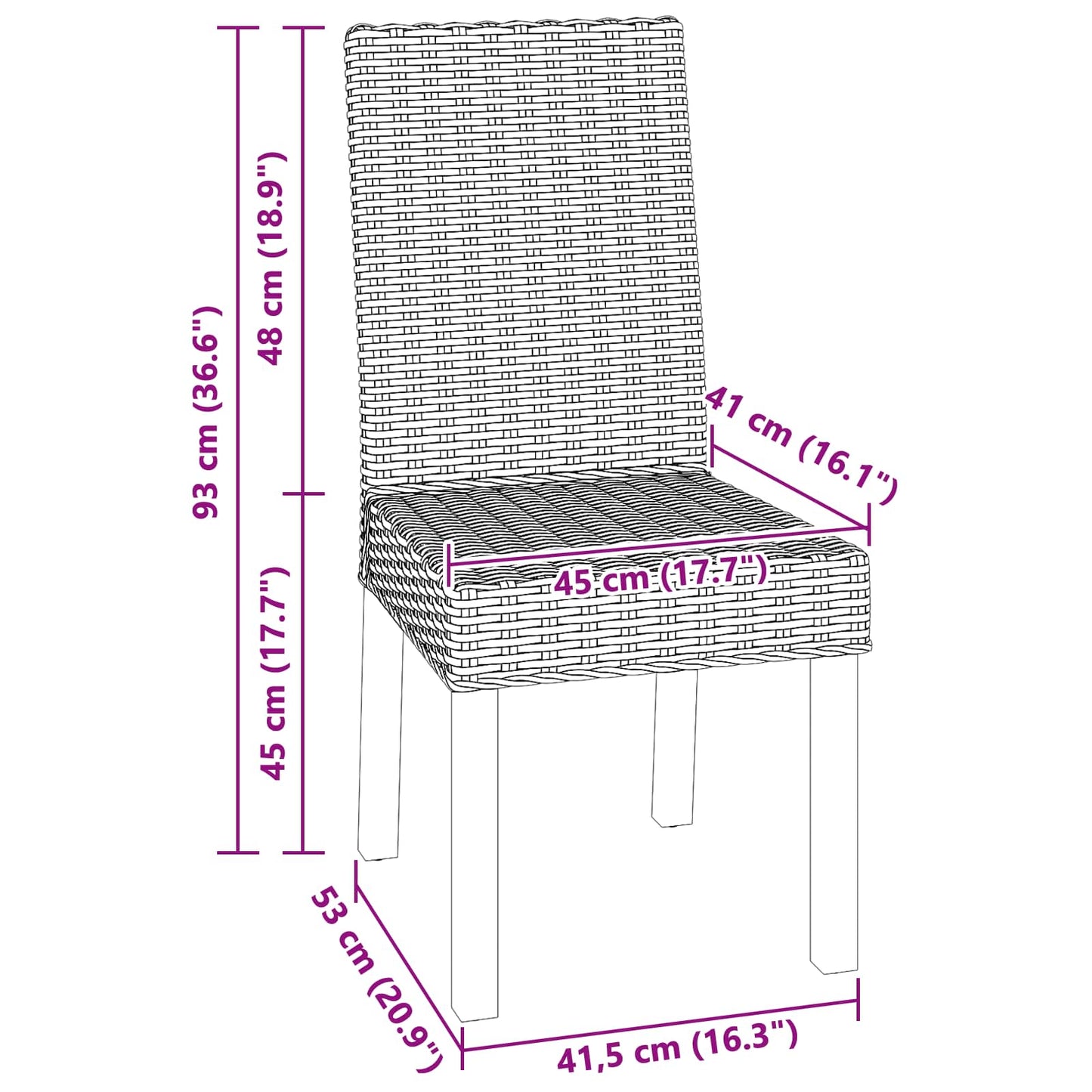 vidaXL Καρέκλα τραπεζαρίας 2 pcs Φυσικό 45 x 54 x 93 εκ