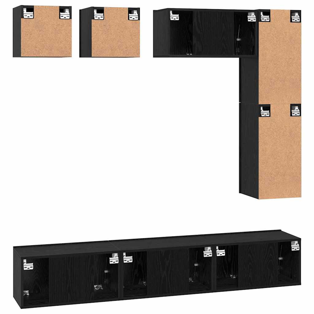 vidaXL Σετ επίπλου τηλεόρασης 8 pcs Μαύρη Οξυά Επεξεργασμένο ξύλο