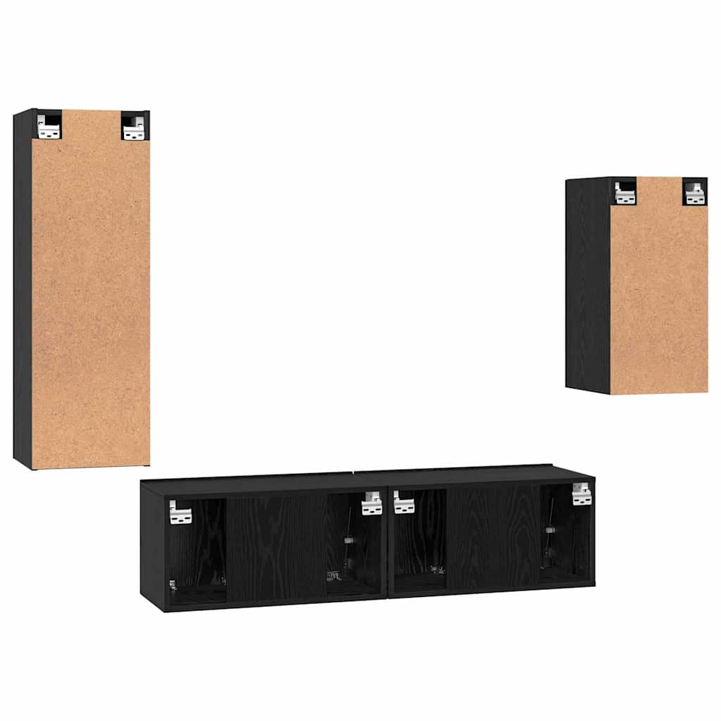 vidaXL Σετ επίπλου τηλεόρασης 4 pcs Μαύρη Οξυά Επεξεργασμένο ξύλο