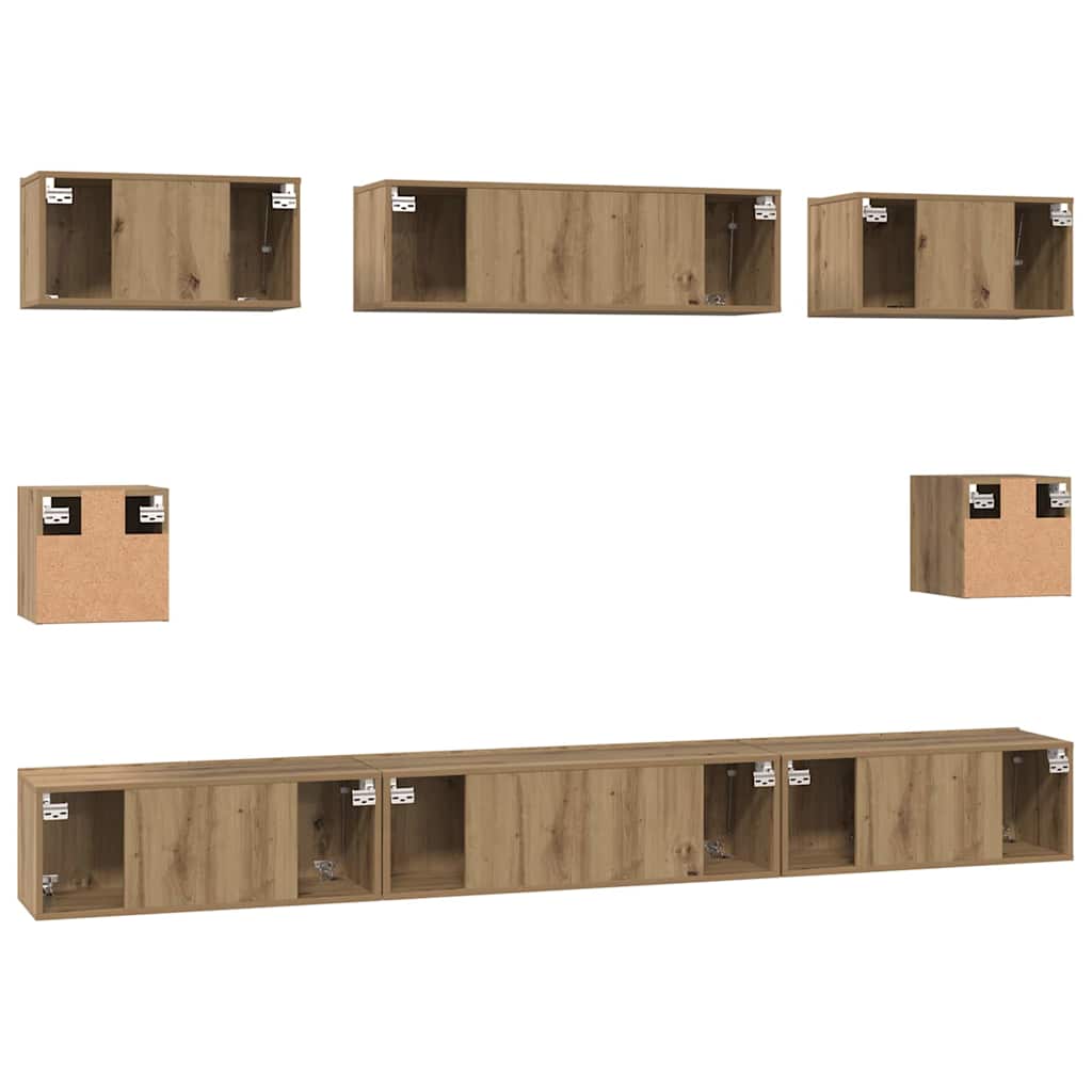 vidaXL Σετ επίπλου τηλεόρασης 8 τμχ. Artisan Oak Επεξεργασμένο Ξύλο