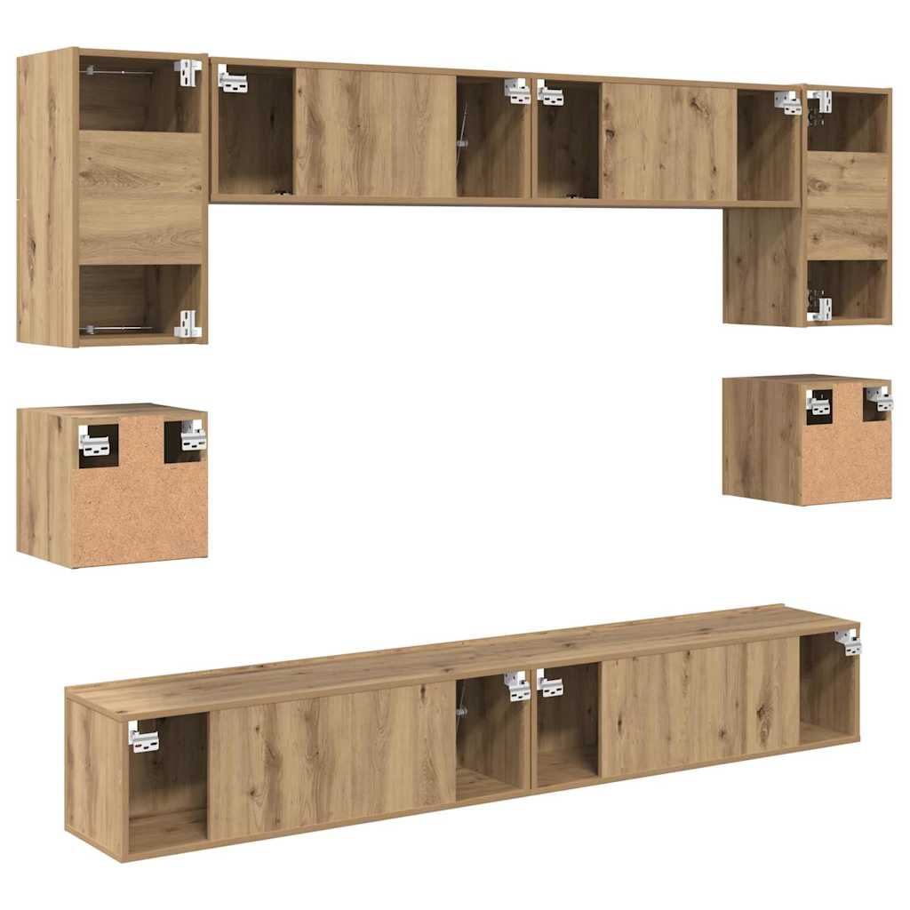 vidaXL Σετ επίπλου τηλεόρασης 8 τμχ. Artisan Oak Επεξεργασμένο Ξύλο