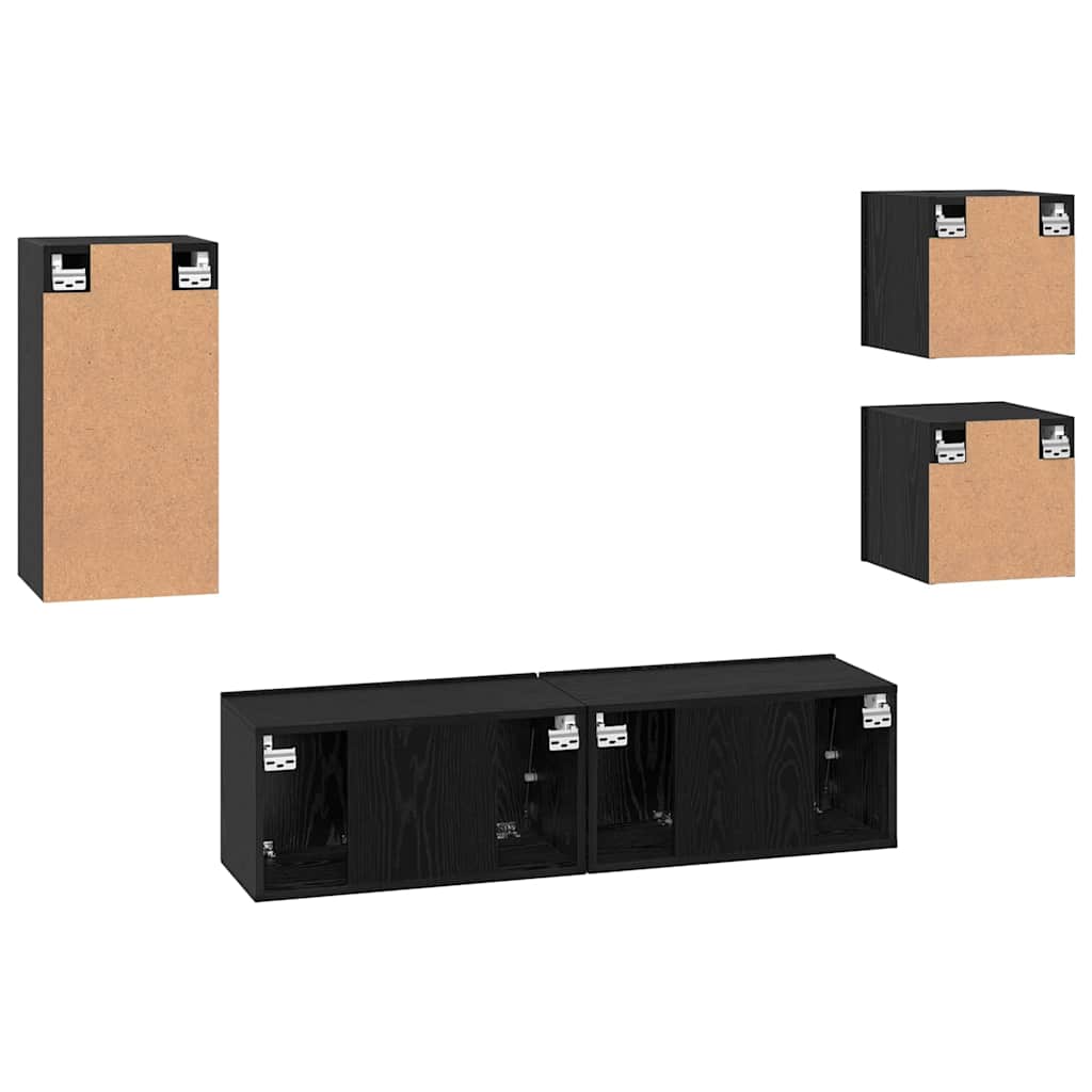 vidaXL Σετ επίπλου τηλεόρασης 5 pcs Μαύρη Οξυά Επεξεργασμένο ξύλο