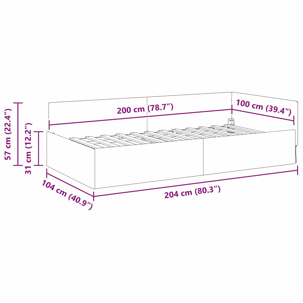 vidaXL Κρεβάτι Γωνίας Μπλε 100 x 200 cm Βελούδο