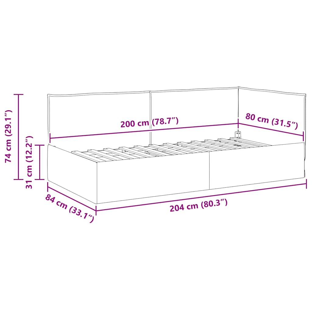 vidaXL Κρεβάτι Γωνίας Σκούρο Πράσινο 80 x 200 cm ύφασμα