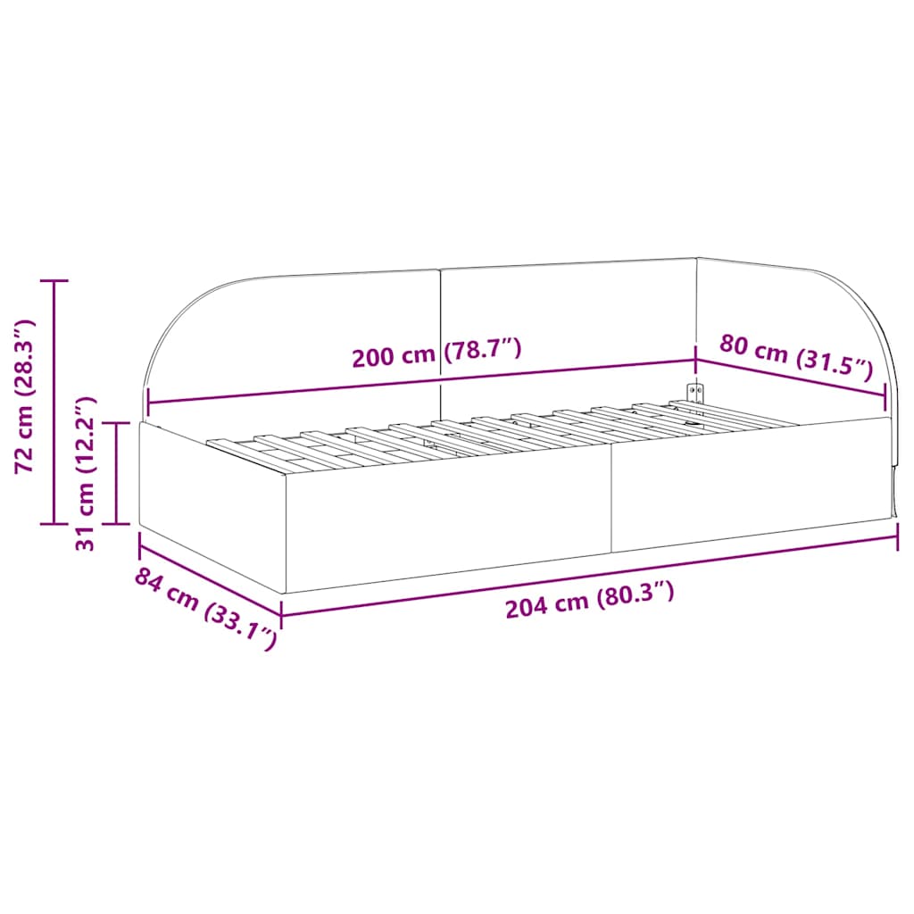 vidaXL Κρεβάτι Γωνίας με κεφαλάρι Μπλε 80 εκ x 200 εκ Βελούδο