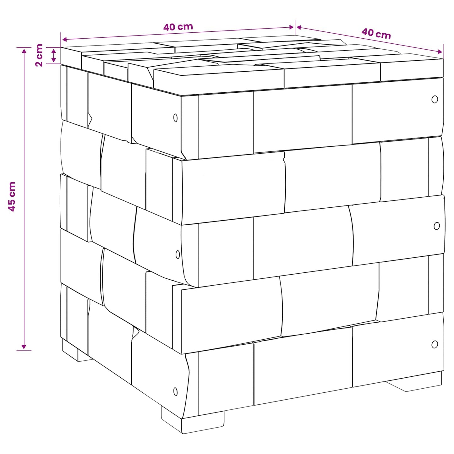 vidaXL Σκαμπό Αποθήκευσης Καφέ 40 x 40 x 45 cm Στερεό Ξύλο Τίκ