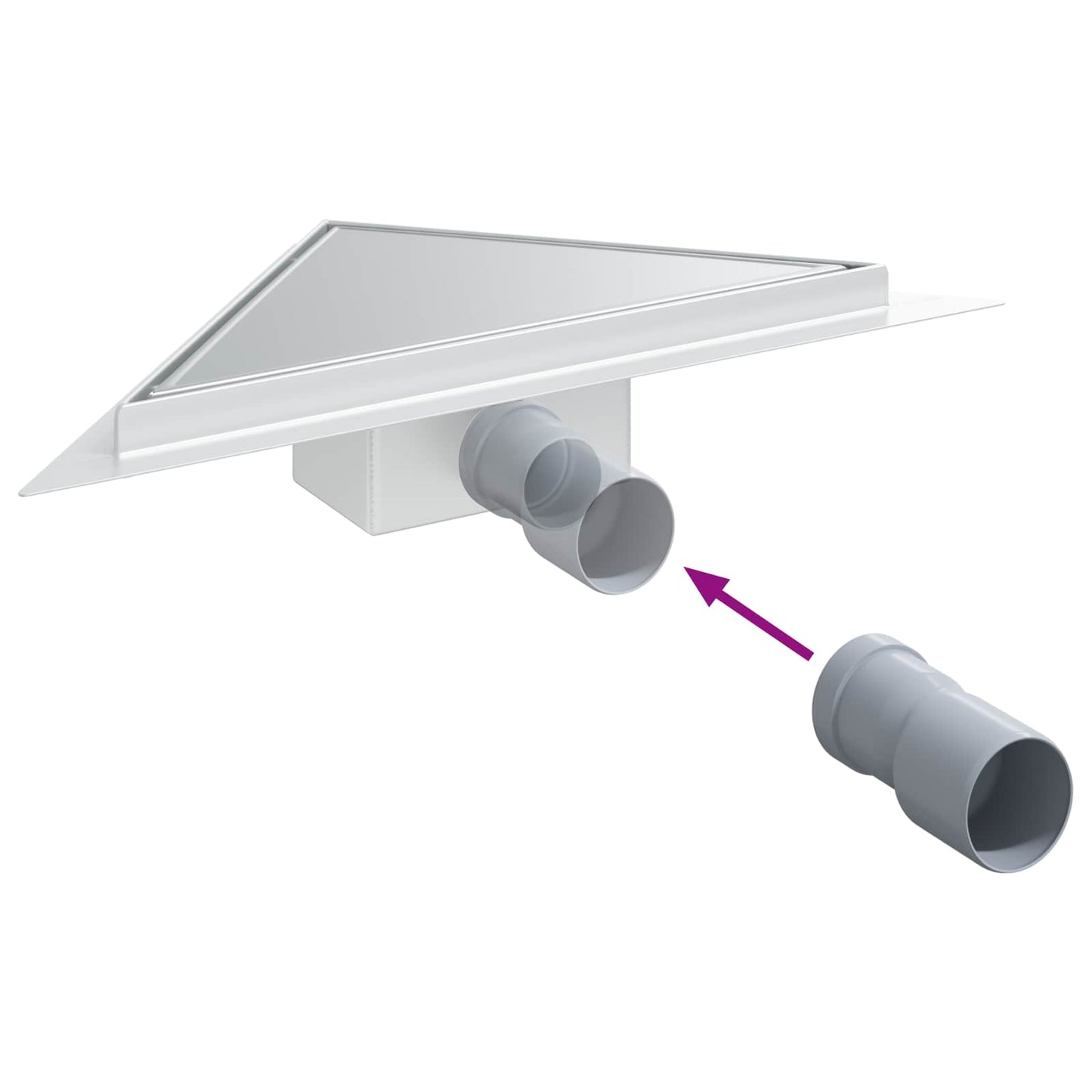 vidaXL 2 σε 1 Τριγωνική Σαρωθριά Λεκάνη Ασημί 32 x 32 x 7,5 εκ