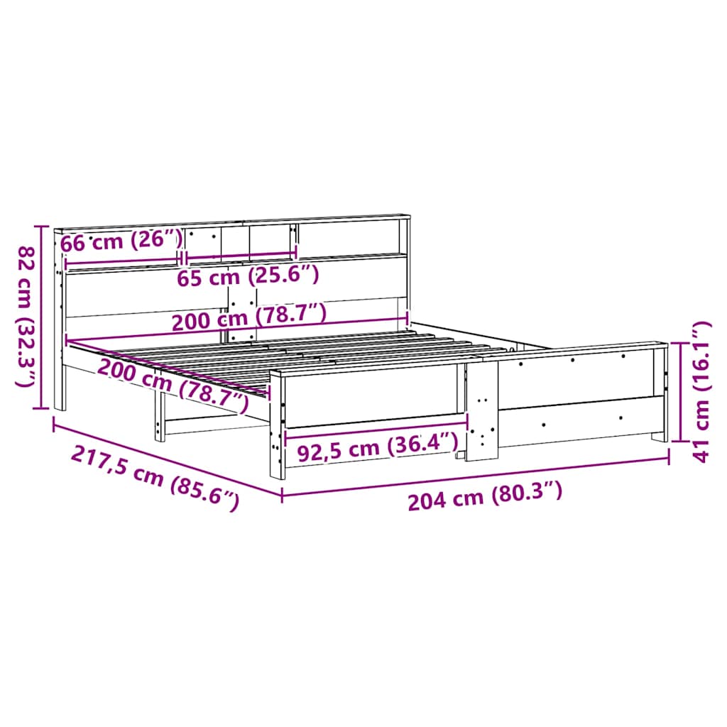 vidaXL Σκελετός Κρεβατιού Κερωτό καφέ 200 x 200 cm Στερεό πεύκο