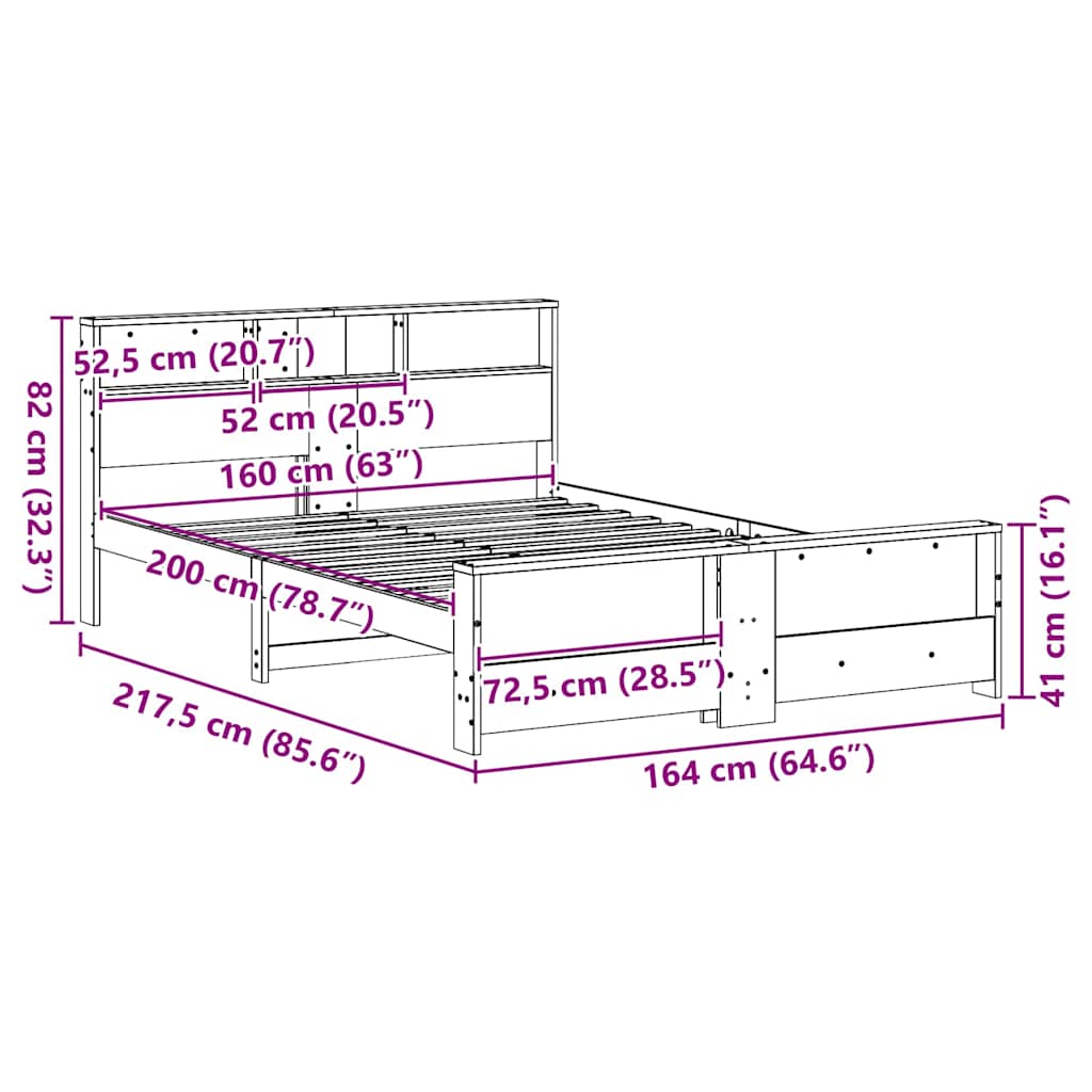 vidaXL Σκελετός Κρεβατιού Λευκό 160 x 200 cm Επεξεργασμένο ξύλο