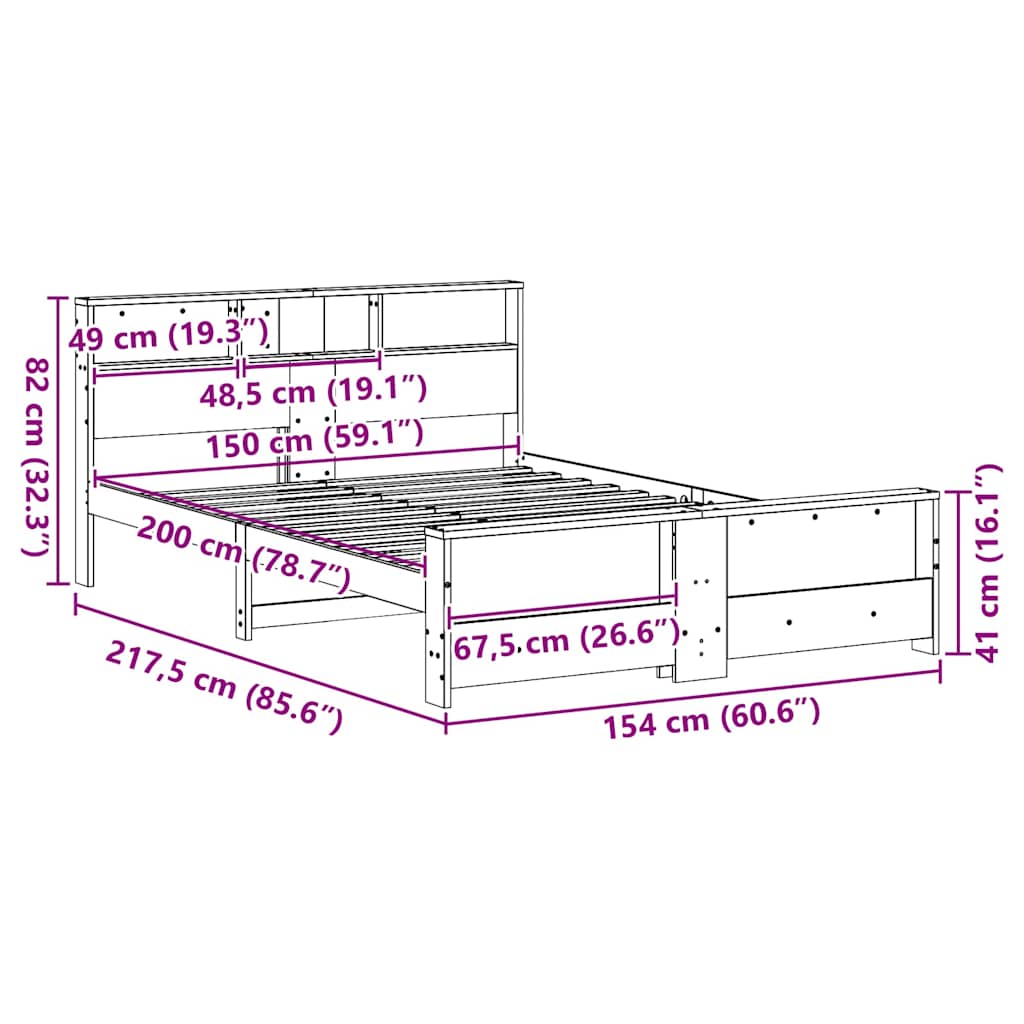 vidaXL Σκελετός Κρεβατιού Λευκό 150 x 200 cm Επεξεργασμένο ξύλο