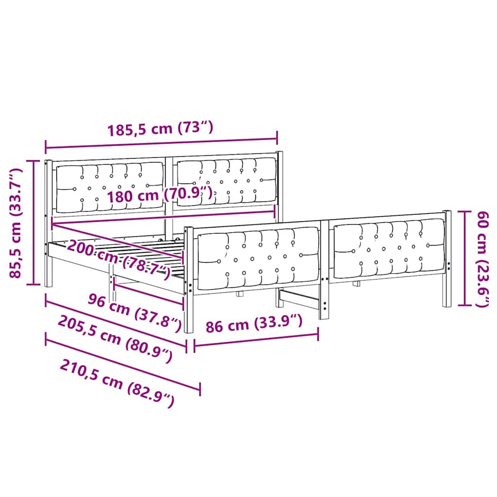 vidaXL Σκελετός Κρεβατιού με κεφαλάρι Ανοιχτό γκρι 180 x 200 cm