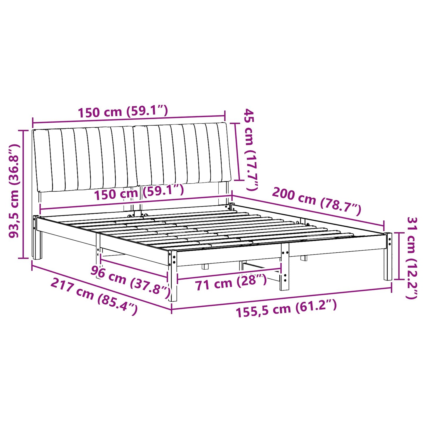 vidaXL Σκελετός Κρεβατιού Καφέ 150 x 200 cm Στερεά ξυλεία πεύκου