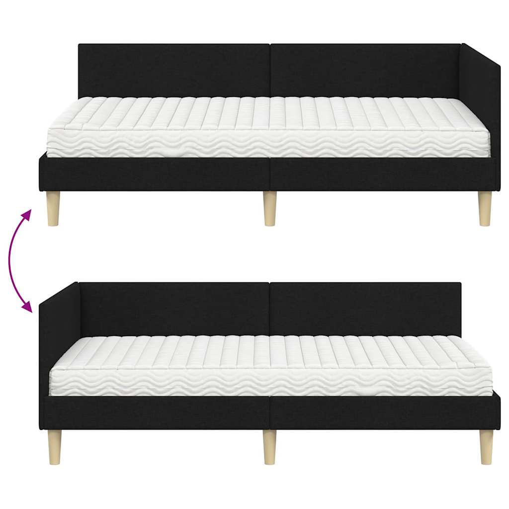 vidaXL Κρεβάτι γωνίας με στρώμα Άλλο με κεφαλάρι 2 pcs Πράσινο ύφασμα