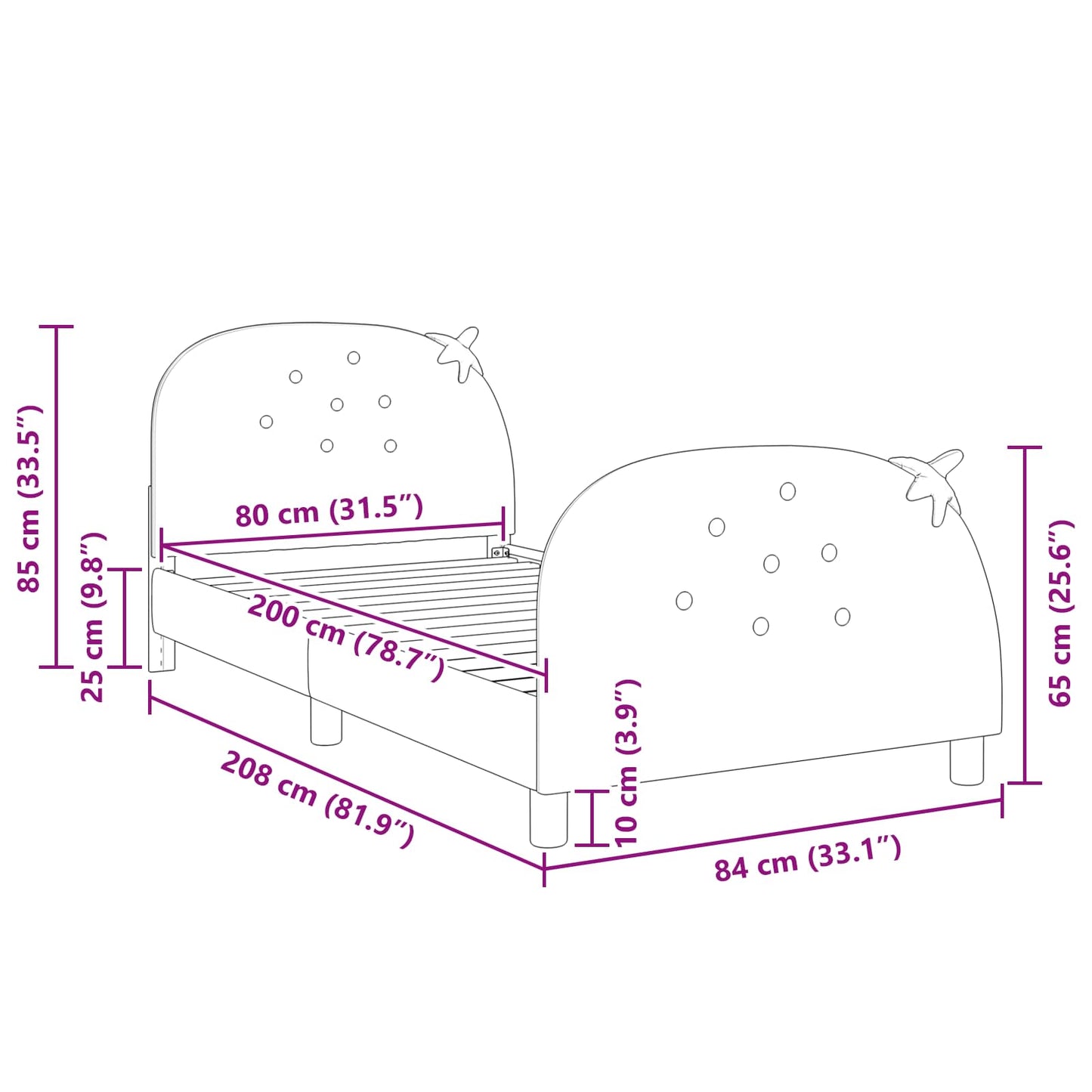 vidaXL Κρεβάτι Παιδικής Κρεβατοκάμαρας με Κεφαλάκι Ροζ 80 x 200 cm