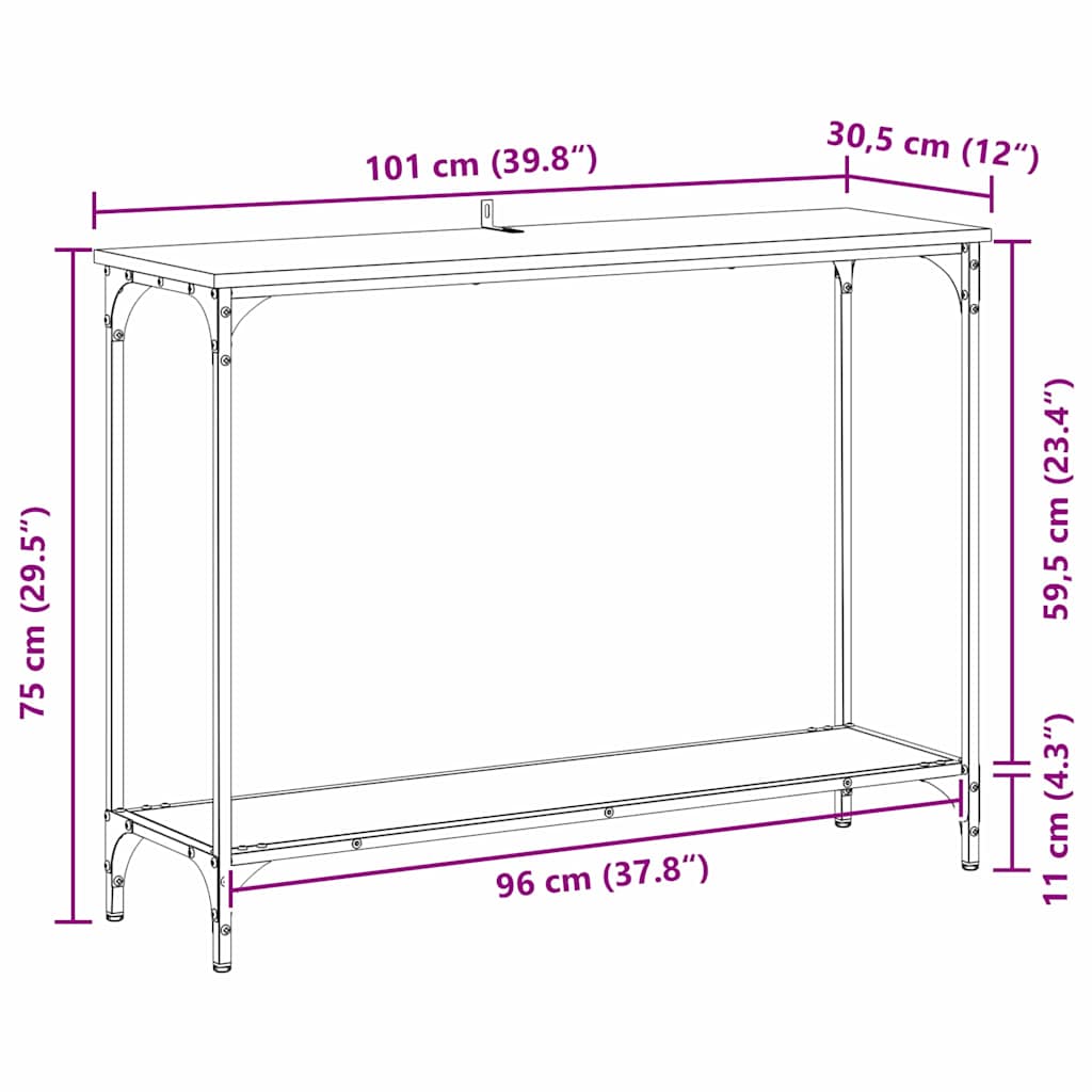 vidaXL Τραπέζι κονσόλας με ράφι Παλαιό ξύλο 101 x 30.5 x 75 εκ