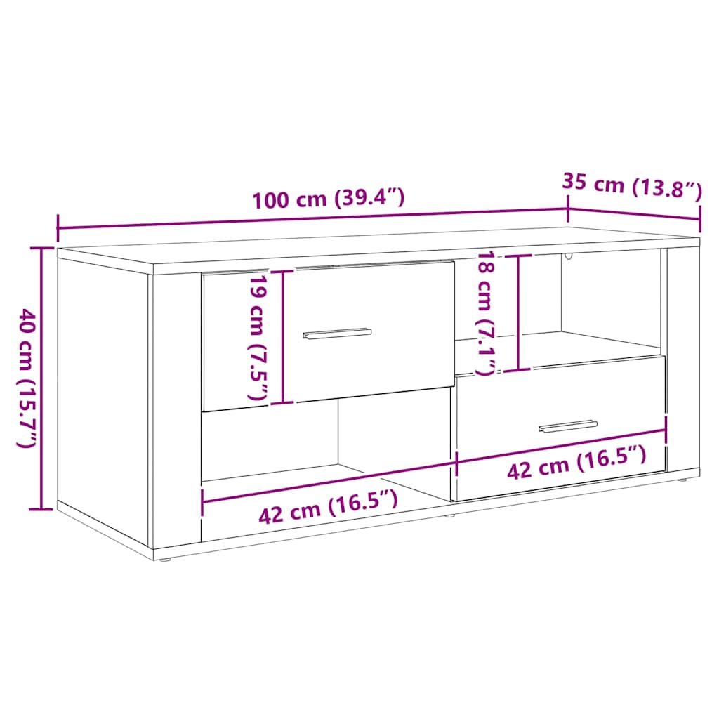 vidaXL Ντουλάπι TV Παλιό Ξύλο 100 x 35 x 40 εκ Επεξεργασμένο ξύλο