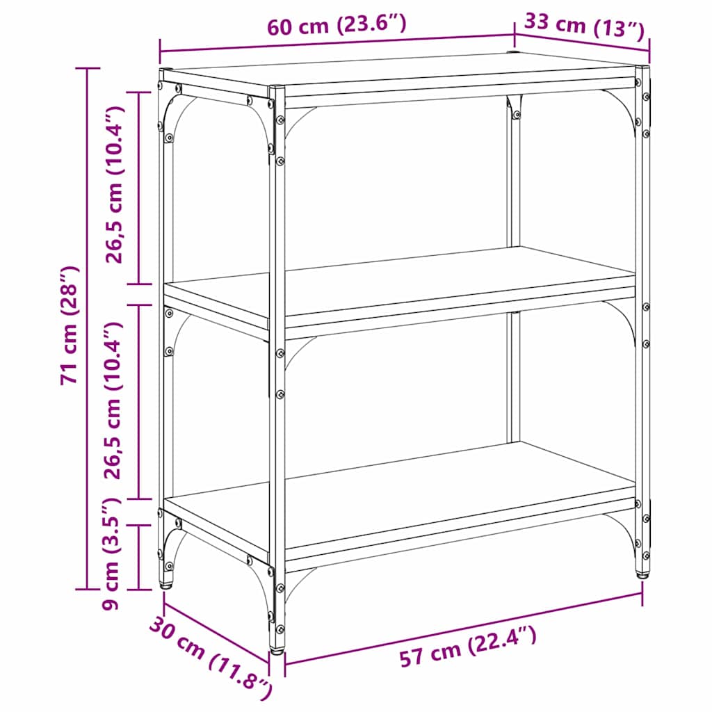 vidaXL Βιβλιοθήκη Παλαιό ξύλο 60 x 33 x 70,5 εκ.