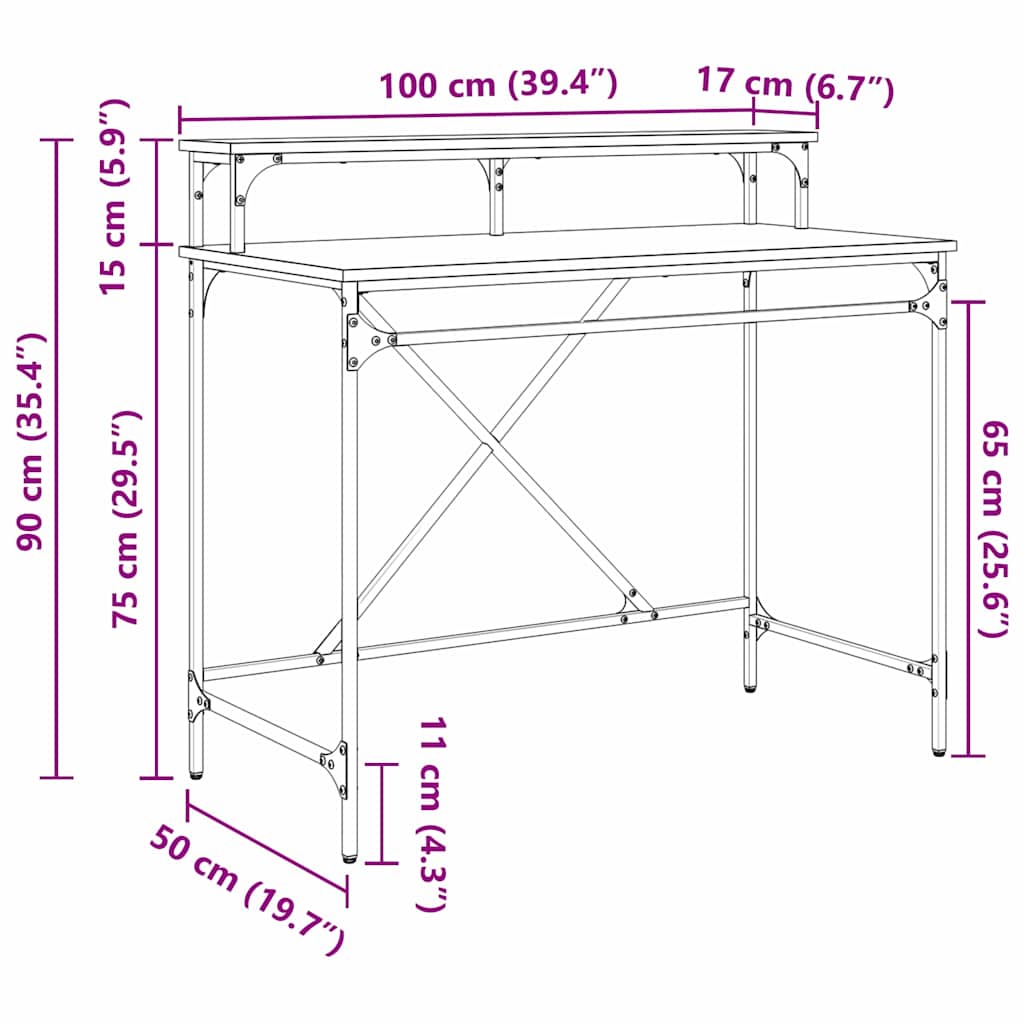 vidaXL Γραφείο Παλιό Ξύλο 100 x 50 x 90 cm Επεξεργασμένο ξύλο