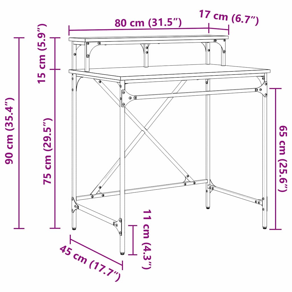 vidaXL Γραφείο Παλιό Ξύλο 80 x 50 x 90 cm Επεξεργασμένο ξύλο