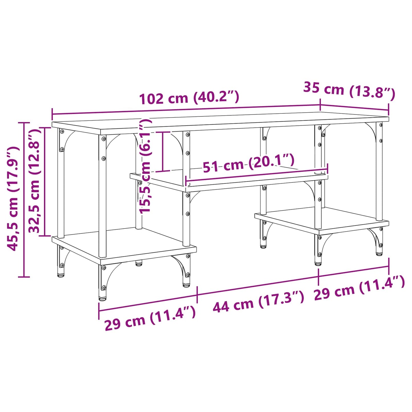 vidaXL Ντουλάπι TV Παλιό Ξύλο 102 x 35 x 45,5 εκ