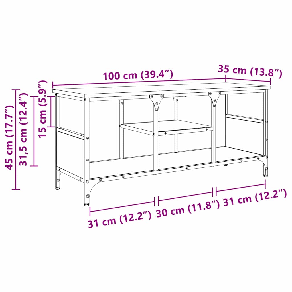 vidaXL Ντουλάπι TV 100 x 35 x 45 εκ. Artisan Oak