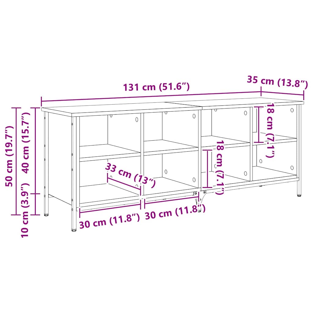 vidaXL Ντουλάπα Παπουτσιών με ράφι Artisan Oak 131 x 35 x 50 εκ