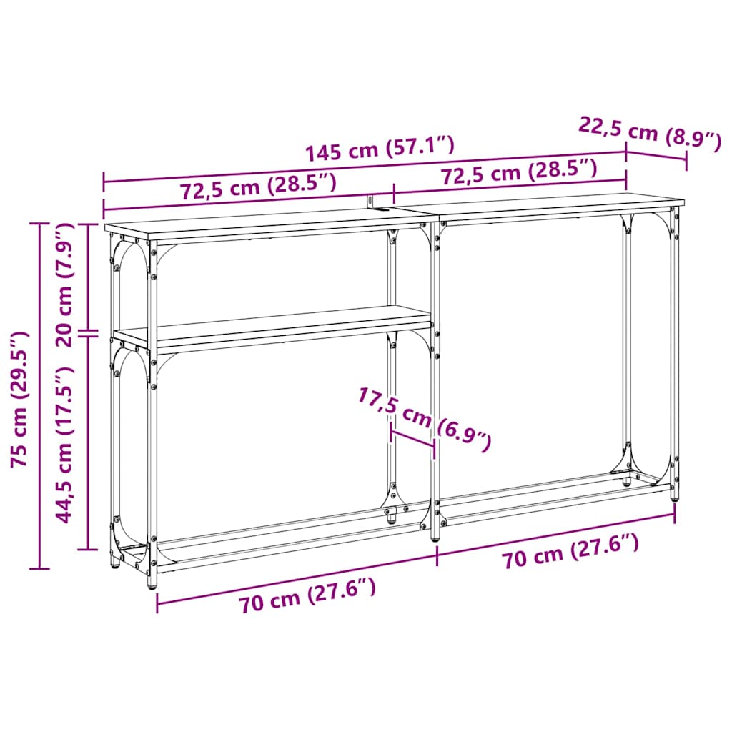 vidaXL ΤραπέζιΚονσόλας Artisan Oak 145 x 22,5 x 75 εκ.