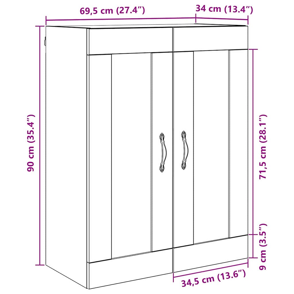 vidaXL Επιτοίχιο ντουλάπι Artisan Oak 69,5 x 34 x 90 εκ.
