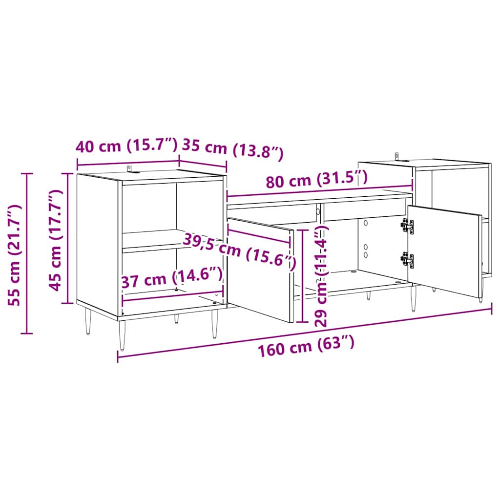 vidaXL Ντουλάπι TV Artisan Oak 160 x 35 x 55 εκ. Επεξεργασμένο ξύλο