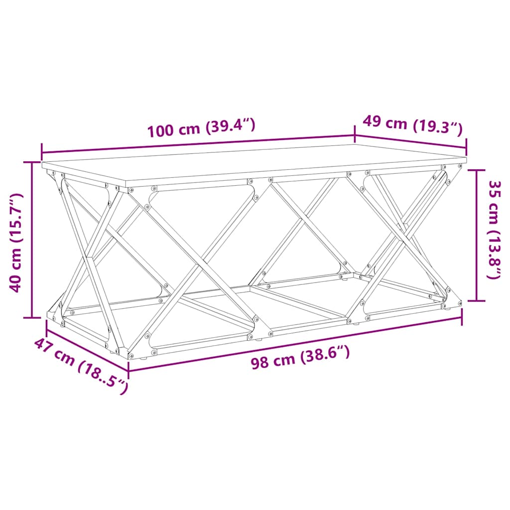 vidaXL Τραπεζάκι σαλονιού artisan δρυς 100 x 49 x 40 εκ