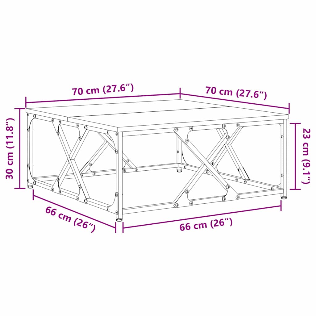 vidaXL Τραπεζάκι σαλονιού Παλαιό ξύλο 70 x 70 x 30 cm