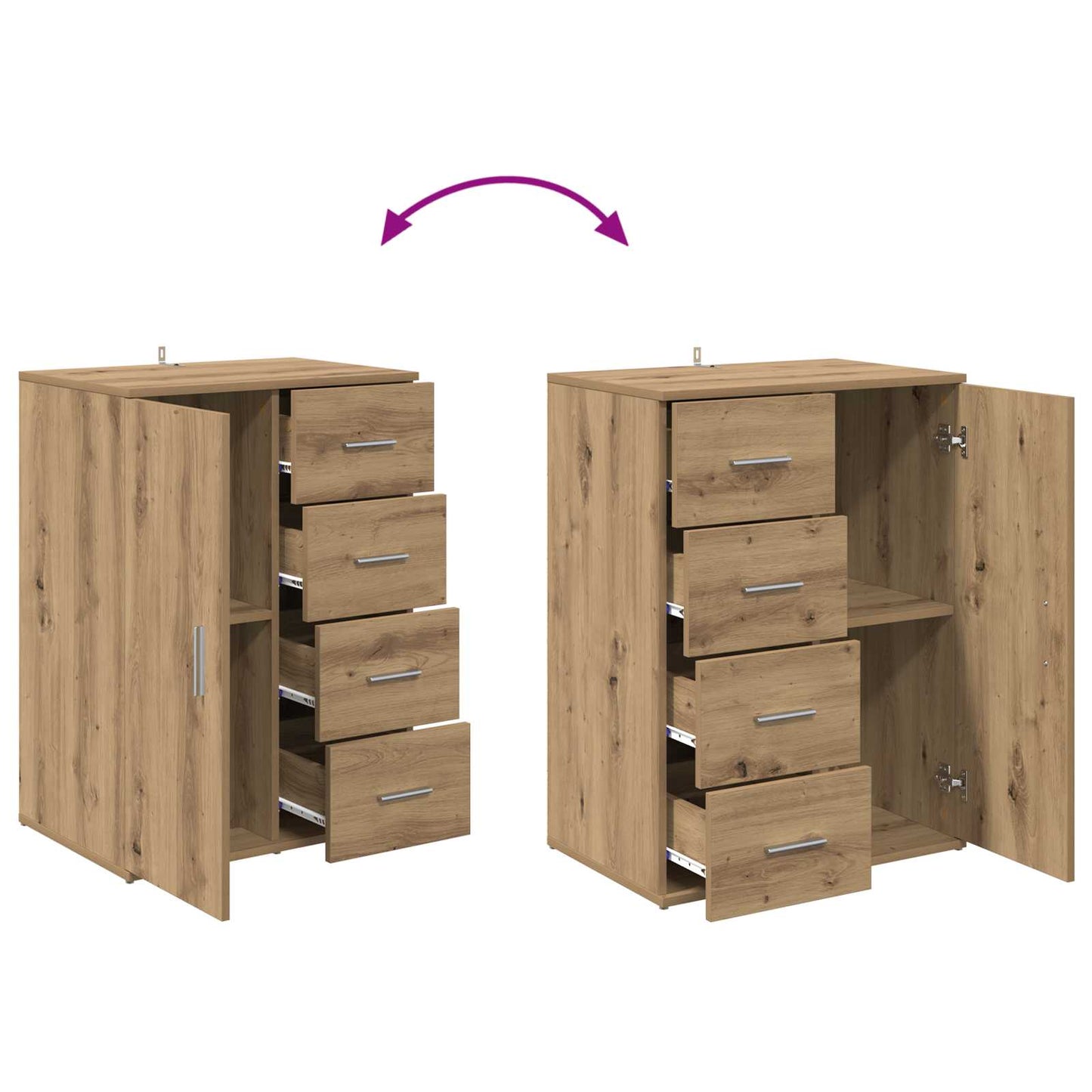 vidaXL Πλαϊνό γραφείο Artisan Oak 59 x 39 x 80 εκ. Επεξεργασμένο ξύλο