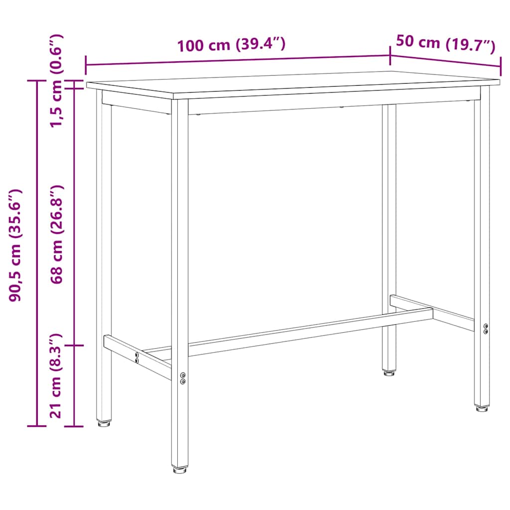 vidaXL τραπέζι Γκρίζο Σονομα 100 x 50 x 90,5 εκ