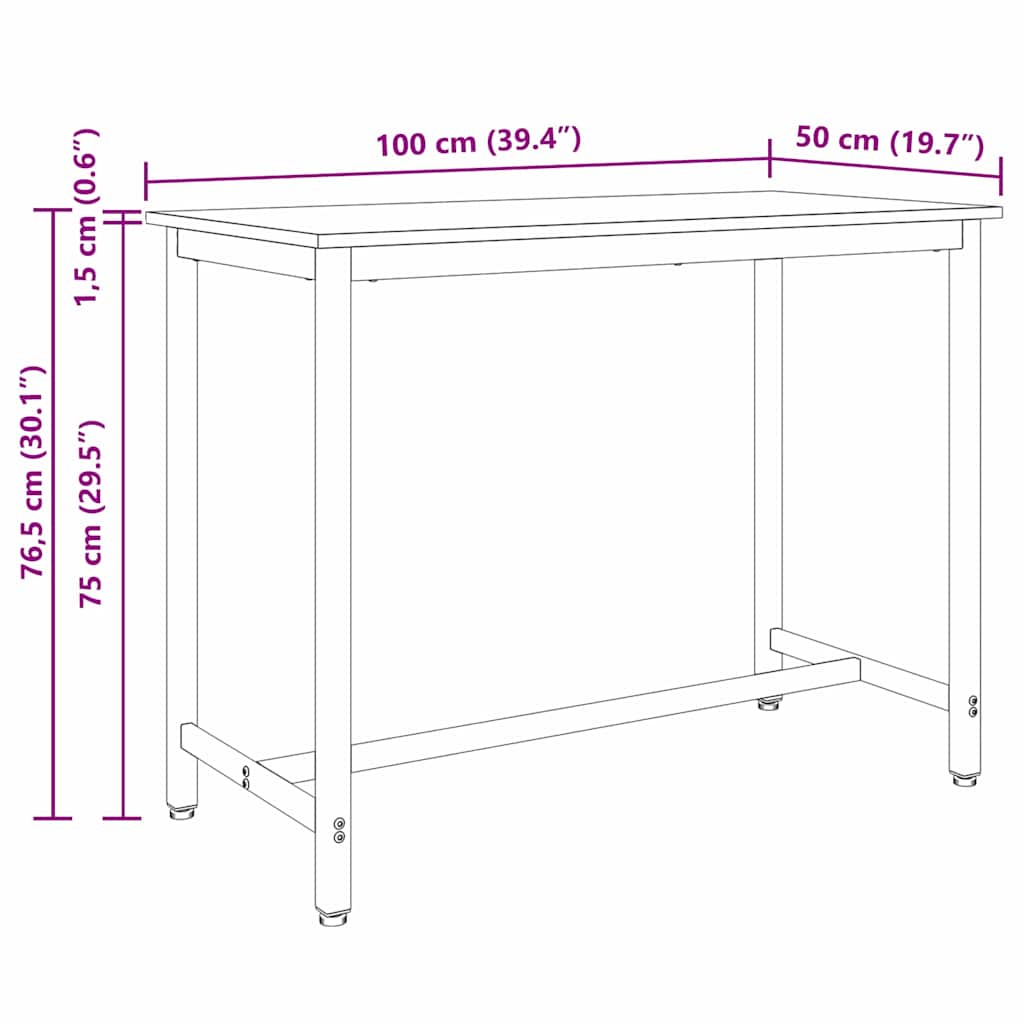 vidaXL τραπέζι Δρύς Sonoma 100 x 50 x 76,5 εκ.