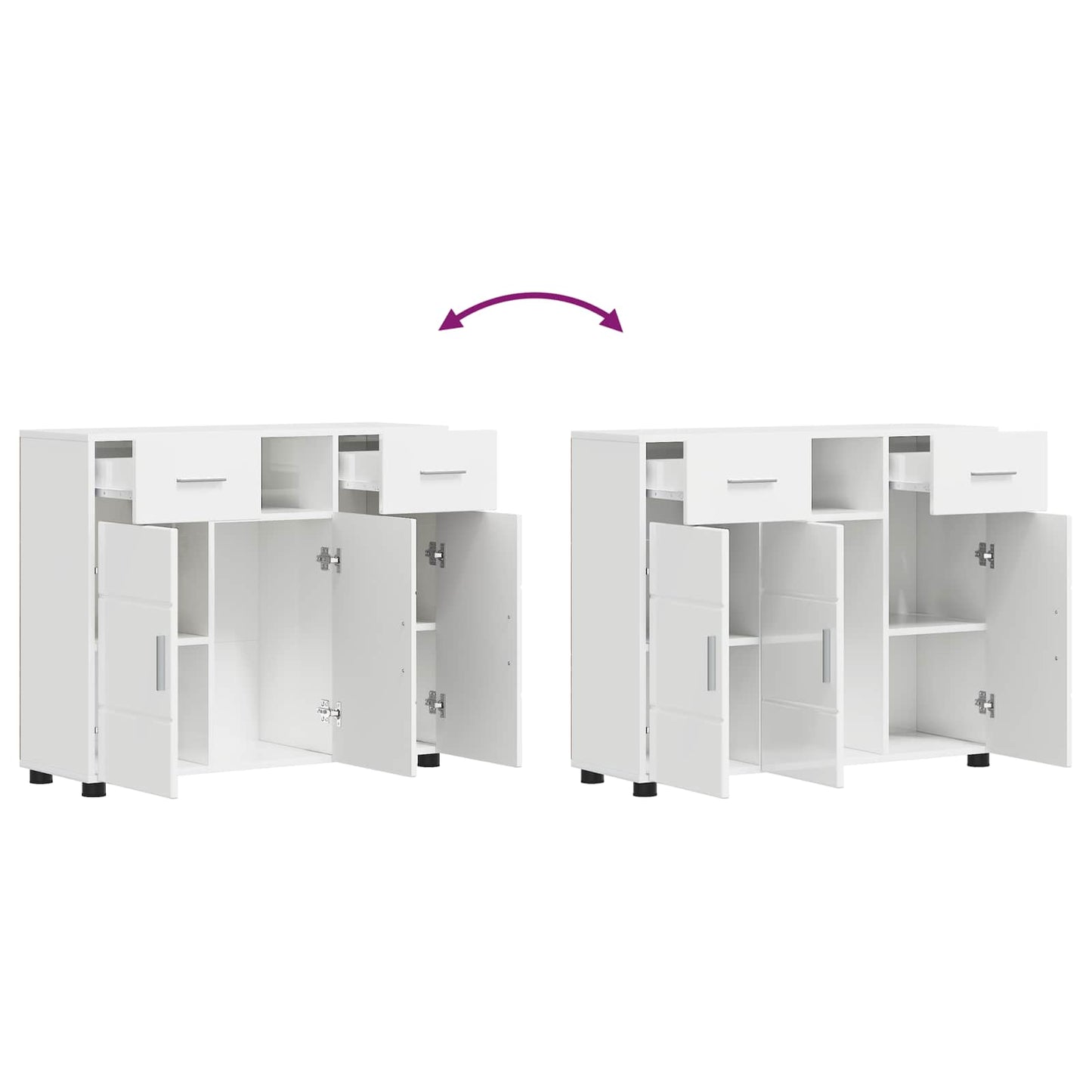 vidaXL Ξύλινο Ντουλάπι Υψηλής γυαλάδας λευκό 88,5 x 30,5 x 73 εκ