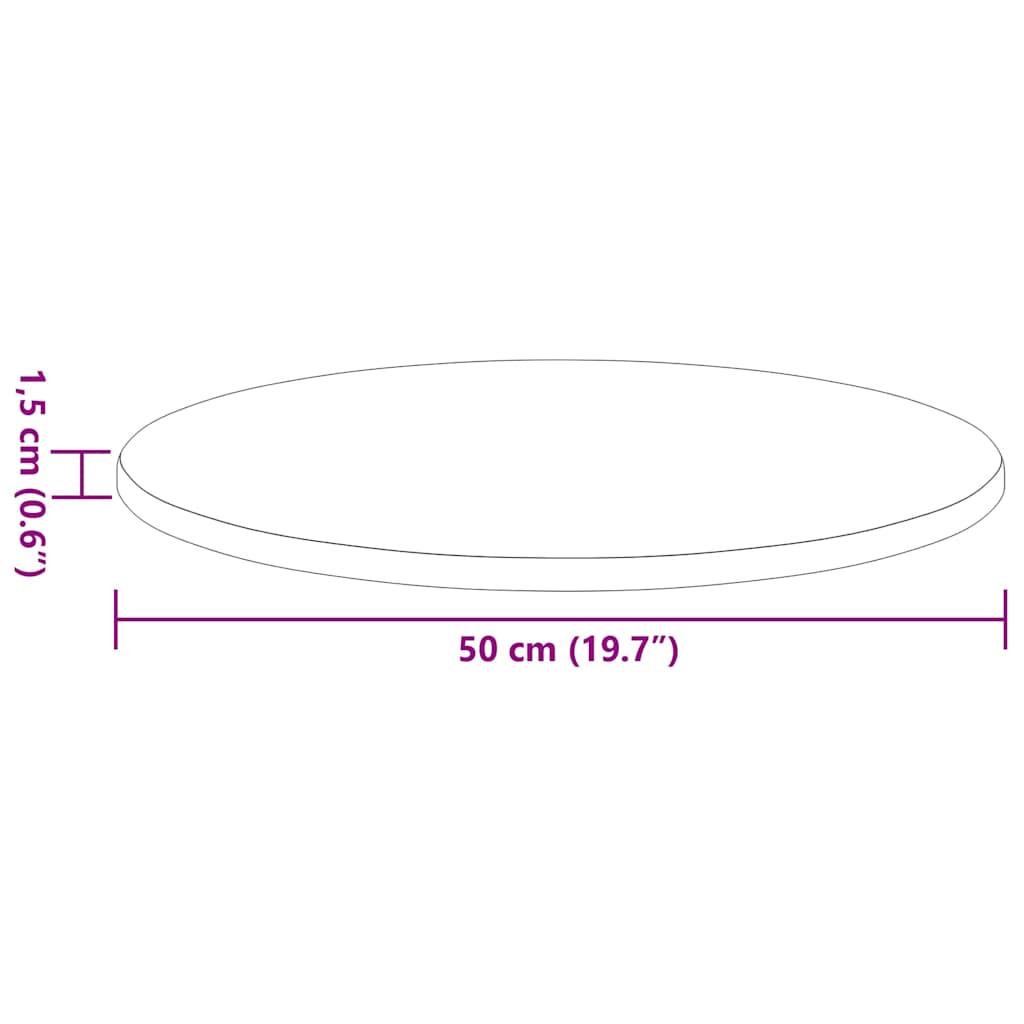 vidaXL Καπάκι τραπεζιού Ø 50 x 1,5 cm Γύρος Επεξεργασμένο Ξύλο