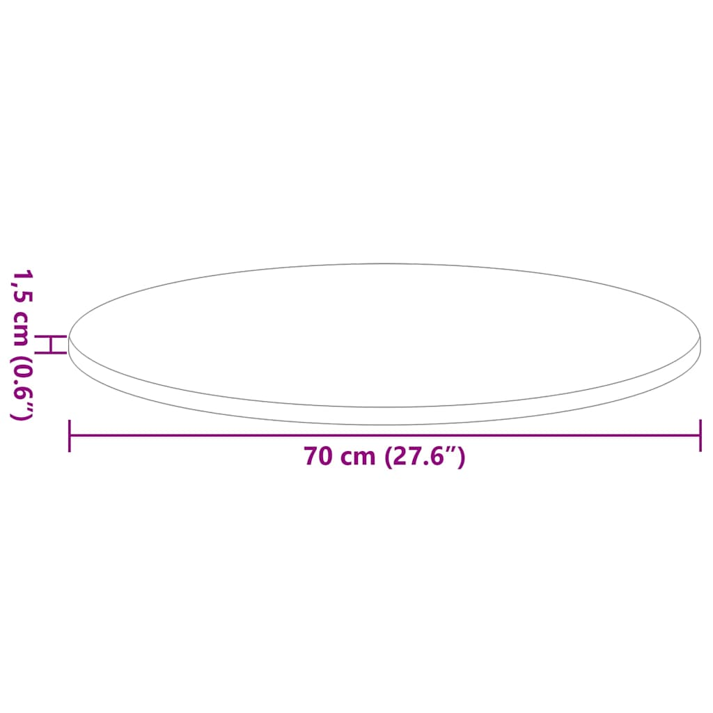 vidaXL Καπάκι τραπεζιού Λευκό Ø 70 x 1,5 cm Επεξεργασμένο ξύλο